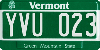 VT license plate YVU023