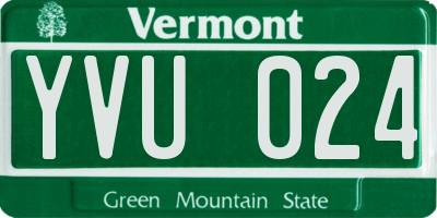 VT license plate YVU024