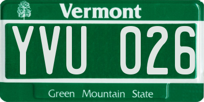 VT license plate YVU026