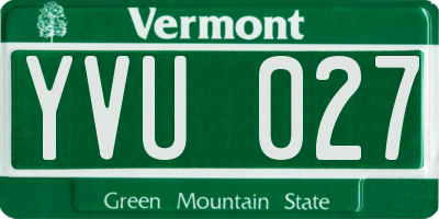 VT license plate YVU027