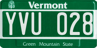 VT license plate YVU028