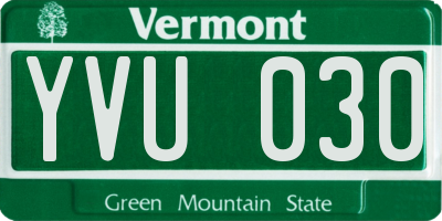 VT license plate YVU030