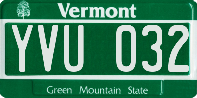 VT license plate YVU032