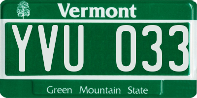 VT license plate YVU033