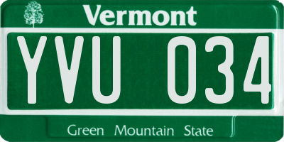 VT license plate YVU034