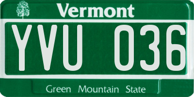 VT license plate YVU036