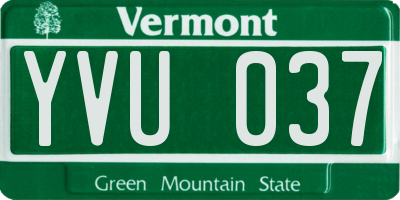 VT license plate YVU037