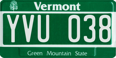 VT license plate YVU038