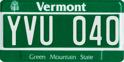 VT license plate YVU040