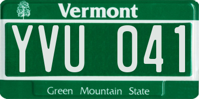 VT license plate YVU041