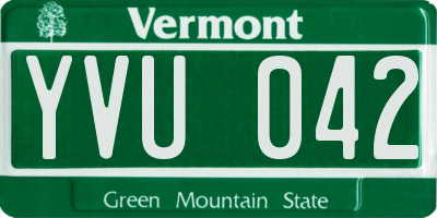 VT license plate YVU042