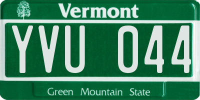 VT license plate YVU044