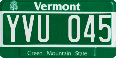VT license plate YVU045