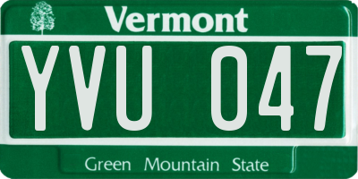 VT license plate YVU047