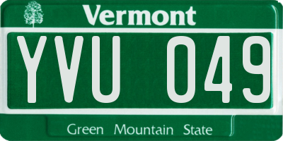 VT license plate YVU049
