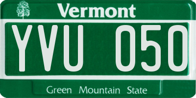 VT license plate YVU050