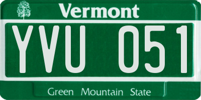 VT license plate YVU051
