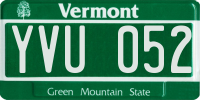 VT license plate YVU052