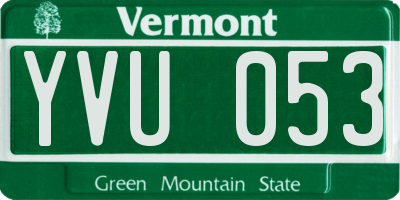 VT license plate YVU053