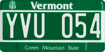 VT license plate YVU054