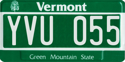 VT license plate YVU055
