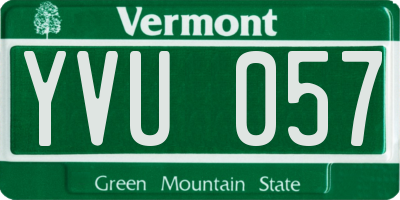 VT license plate YVU057