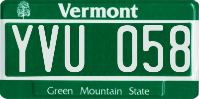 VT license plate YVU058