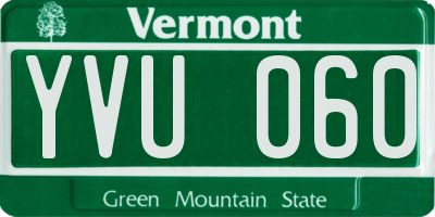 VT license plate YVU060