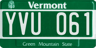 VT license plate YVU061