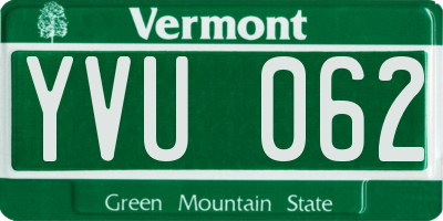 VT license plate YVU062
