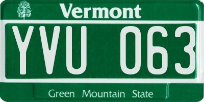 VT license plate YVU063