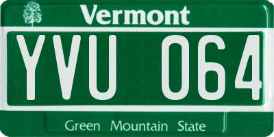 VT license plate YVU064