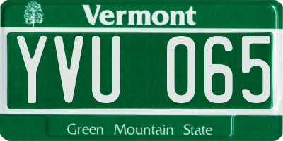 VT license plate YVU065