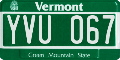 VT license plate YVU067