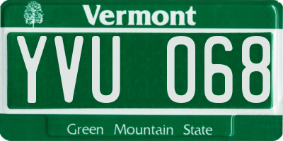 VT license plate YVU068
