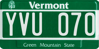 VT license plate YVU070