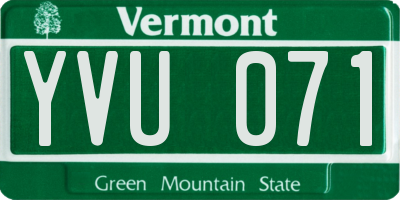 VT license plate YVU071