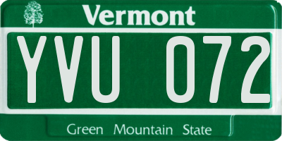 VT license plate YVU072