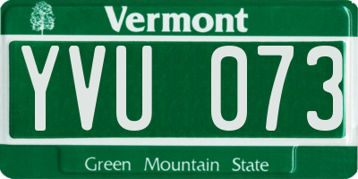 VT license plate YVU073