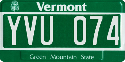 VT license plate YVU074