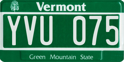 VT license plate YVU075