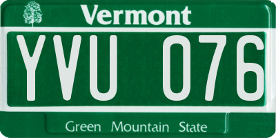 VT license plate YVU076