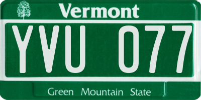 VT license plate YVU077