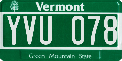 VT license plate YVU078