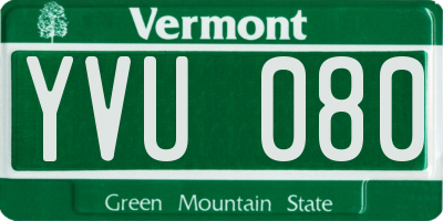 VT license plate YVU080