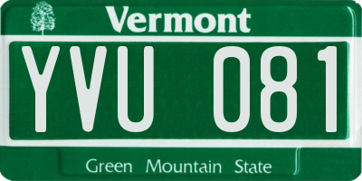 VT license plate YVU081