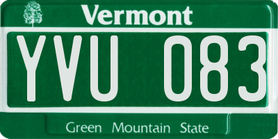 VT license plate YVU083