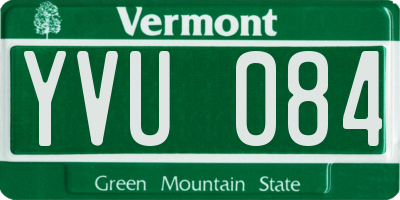 VT license plate YVU084