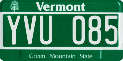 VT license plate YVU085