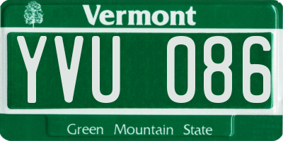 VT license plate YVU086